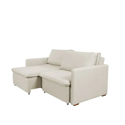 Conjunto Sala de Estar Completo Rack para TV até 75” Jasper - Sofá Cama 3 Lugares Vancouver - 2 Mesas Laterais Orb