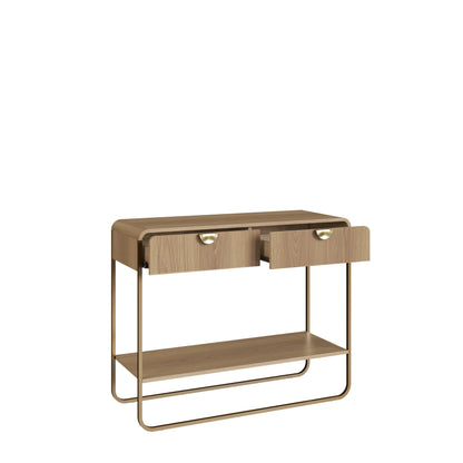 Aparador com 2 Gavetas Dunna 100 cm - Mel c/ Dourado