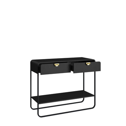 Aparador com 2 Gavetas Dunna 100 cm - Preto c/ Dourado