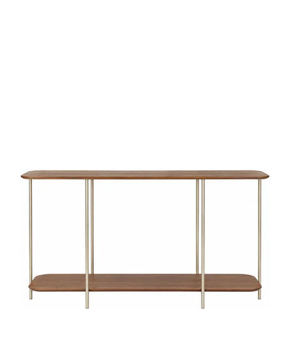 Aparador com Tampo em Lâmina de Madeira e pés em Metal Biophilia 140 cm - Mel c/ Champanhe
