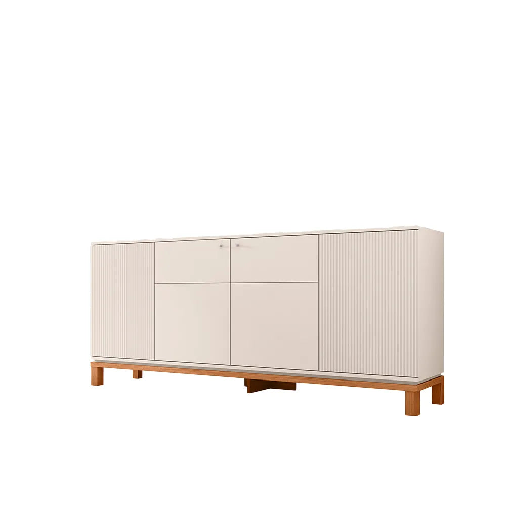 Buffet 4 Portas Capri 180 cm - Off White c/ Natural