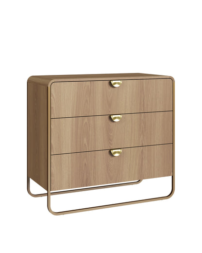 Cômoda com 3 Gavetas Dunna 90 cm - Mel c/ Dourado