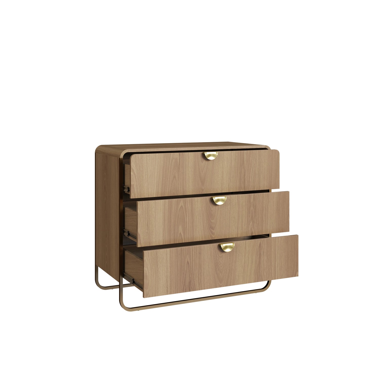 Cômoda com 3 Gavetas Dunna 90 cm - Mel c/ Dourado