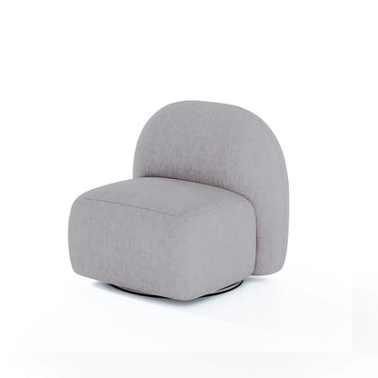 Conjunto Poltrona Giratória e Puff Estofados Aurora - Linho Texturizado Cinza