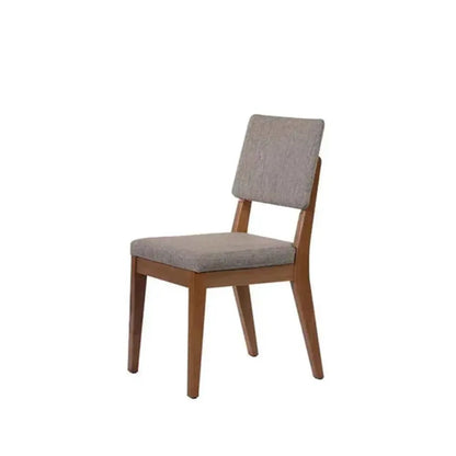 Conjunto com 8 Cadeiras de Madeira Maciça Estofada Ella - Natural c/ Linho Mescla Cinza