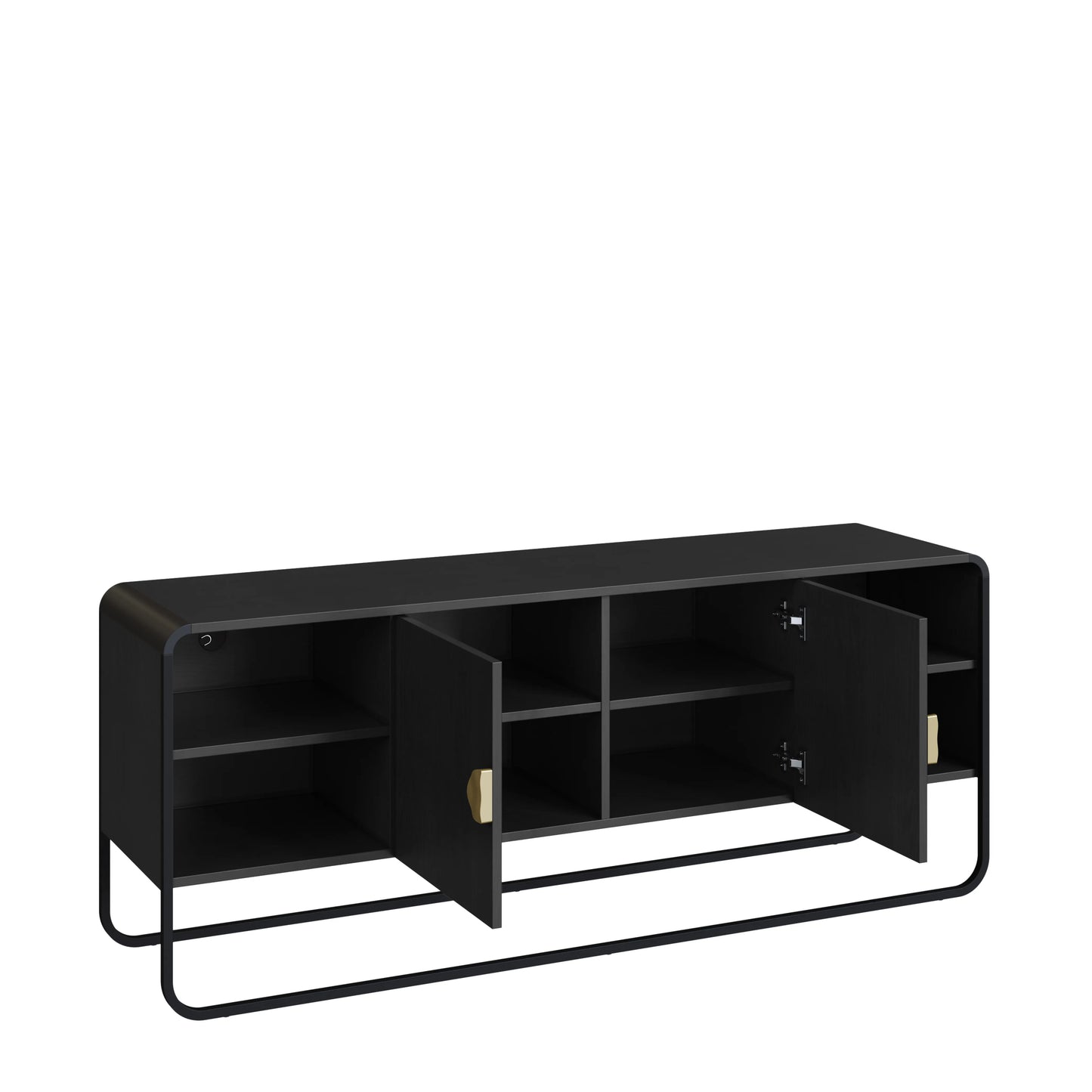 Rack para TV Até 55" 2 Portas Dunna 150 cm - Preto c/ Dourado