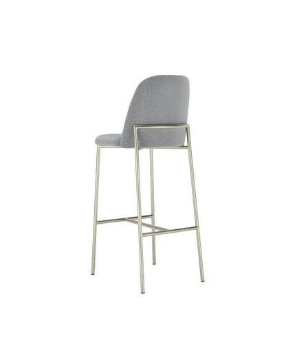 Banqueta Alta de Aço Estofada Lucille - Champanhe c/ Stone Carbono