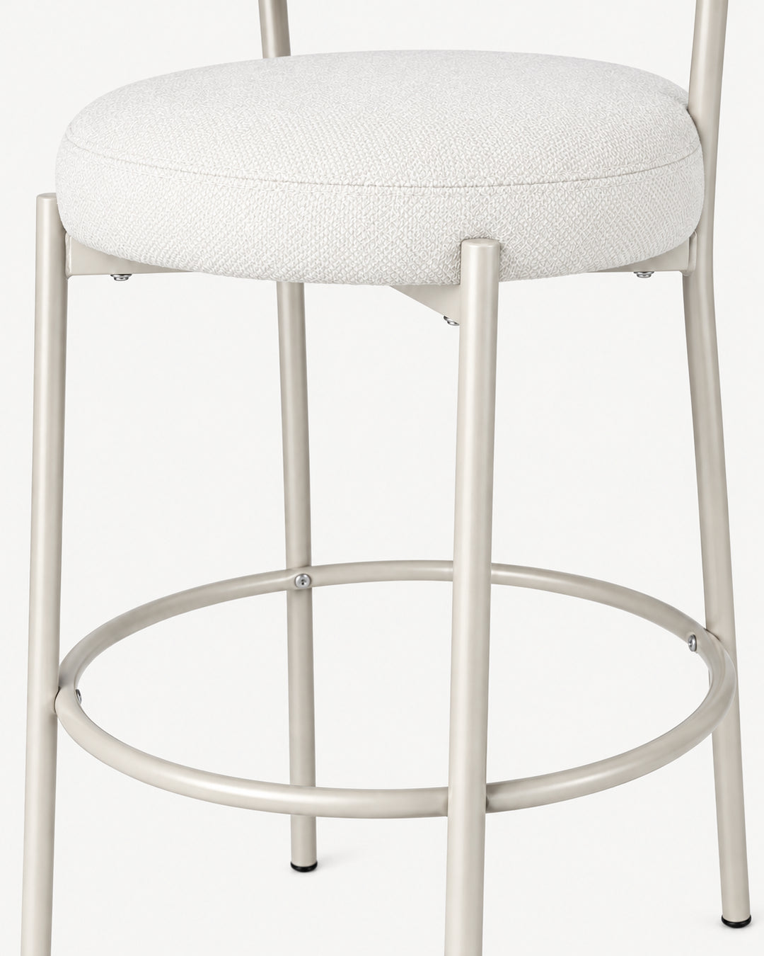 Banqueta Alta de Aço Estofada Olyra - Off White