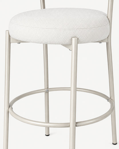 Banqueta Alta de Aço Estofada Olyra - Off White