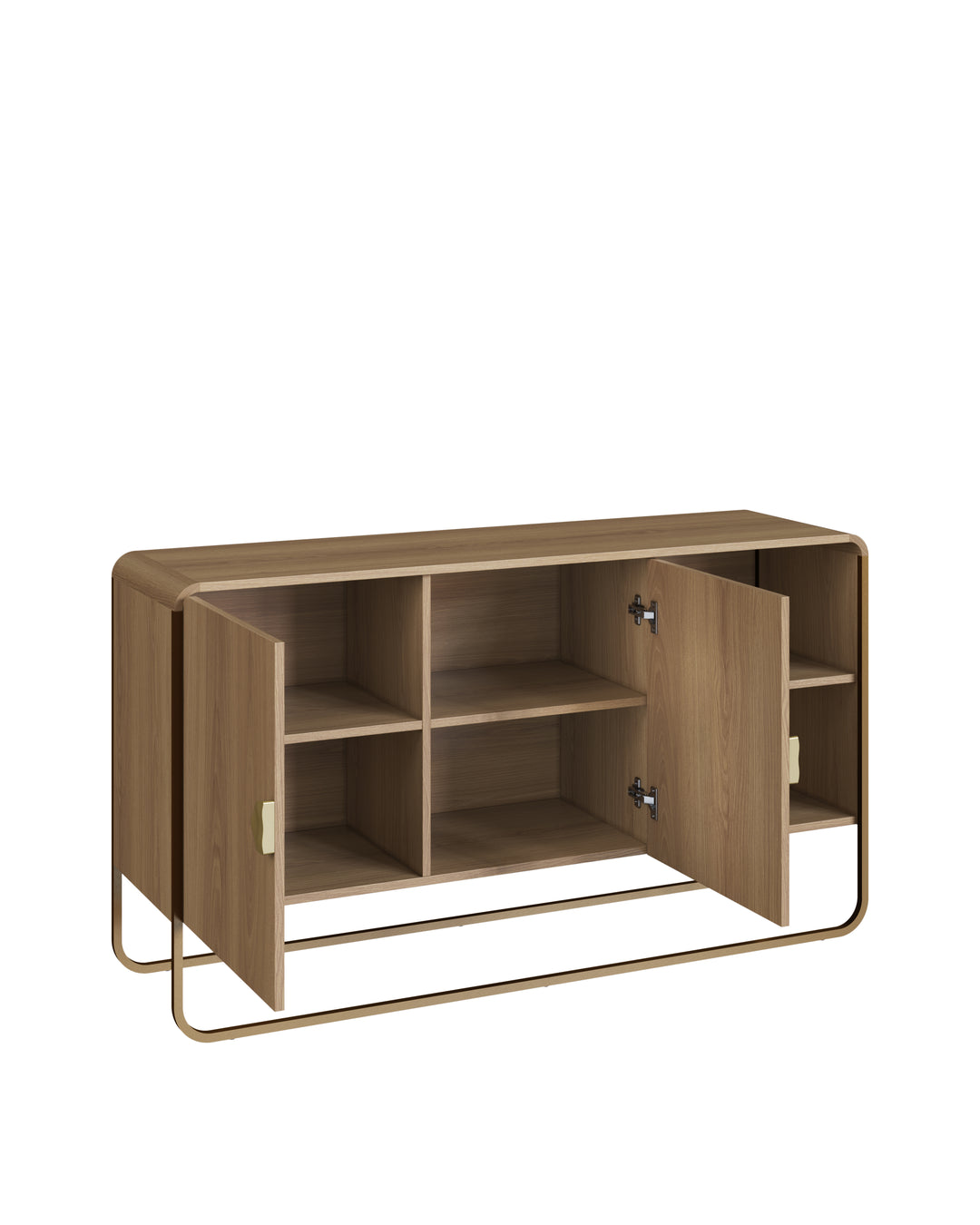 Buffet 2 Portas 1 Prateleira Pés em Aço Dunna 135 cm - Mel c/ Dourado