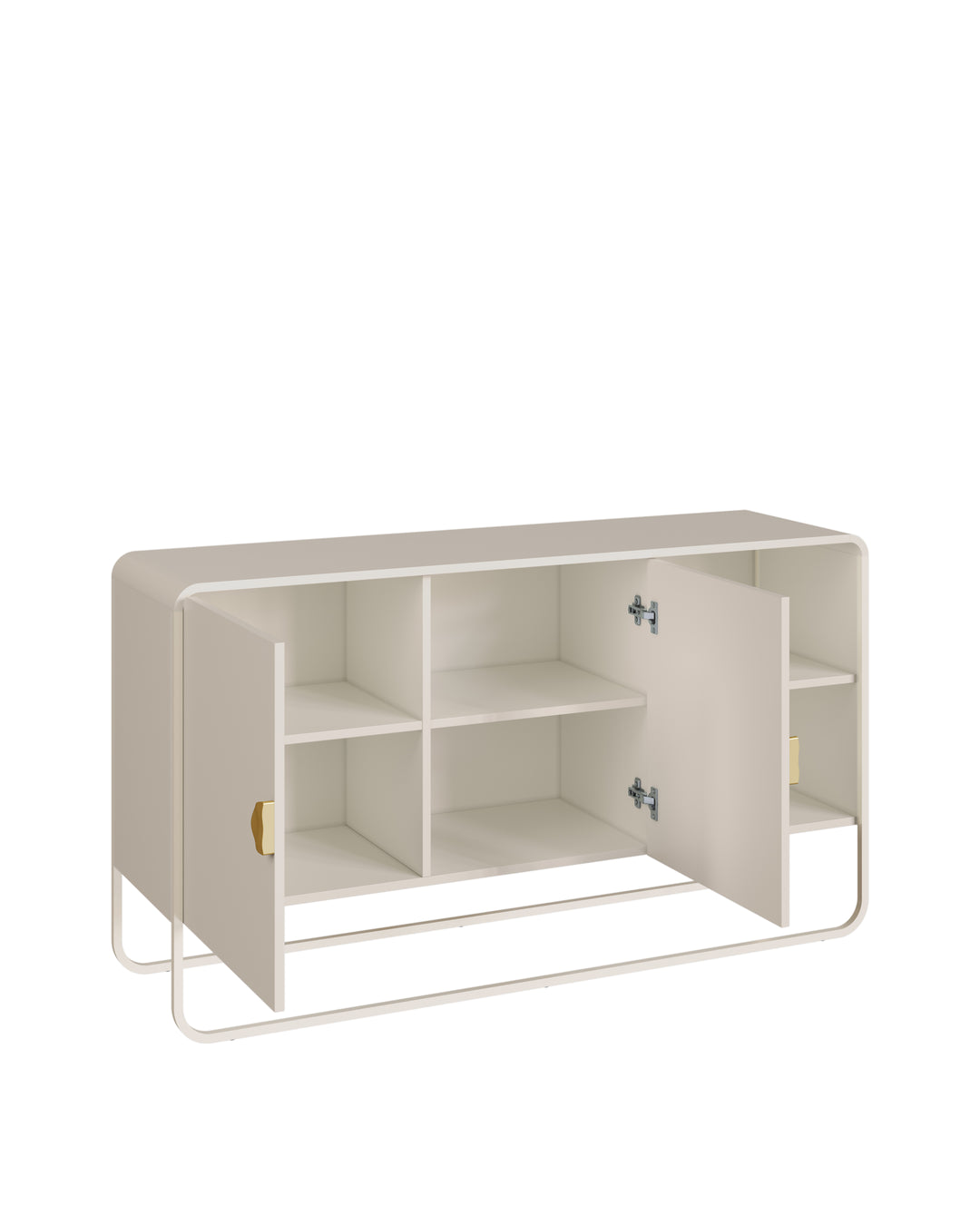 Buffet 2 Portas 1 Prateleira Pés em Aço Dunna 135 cm - Off White c/ Dourado