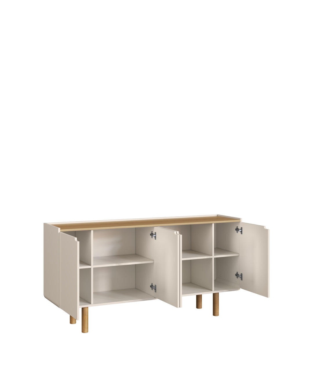 Buffet Orgânico 4 Portas Yume 160 cm - Off-White c/ Mel