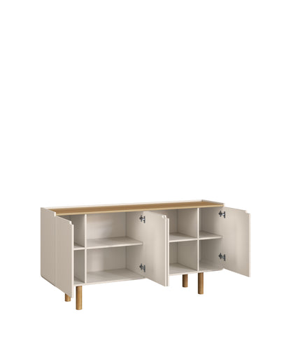 Buffet Orgânico 4 Portas Yume 160 cm - Off-White c/ Mel