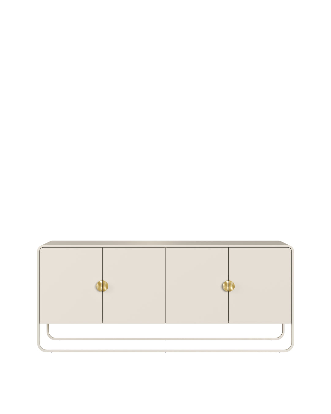 Buffet 4 Portas Pés em Aço Dunna 180 cm - Off White c/ Dourado