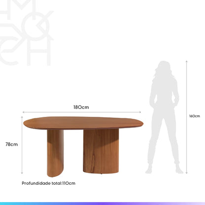 Conjunto de Jantar Mesa Orgânica 6 Cadeiras Gaya - Natural c/ Off White