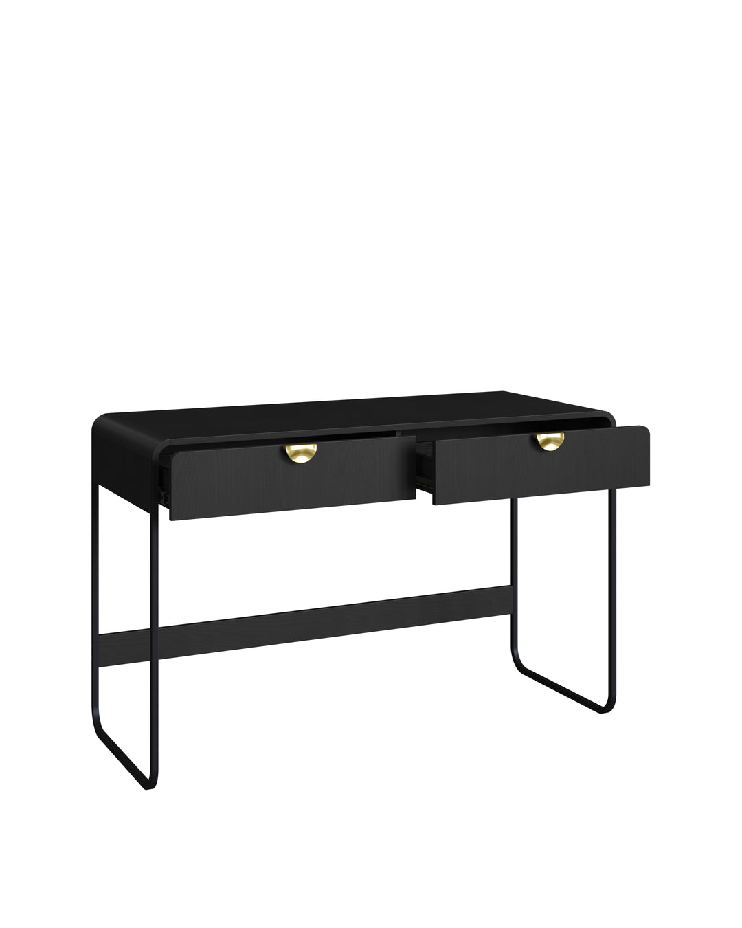 Escrivaninha Orgânica 2 Gavetas com Pés em Aço Dunna 125 cm - Preto Fosco