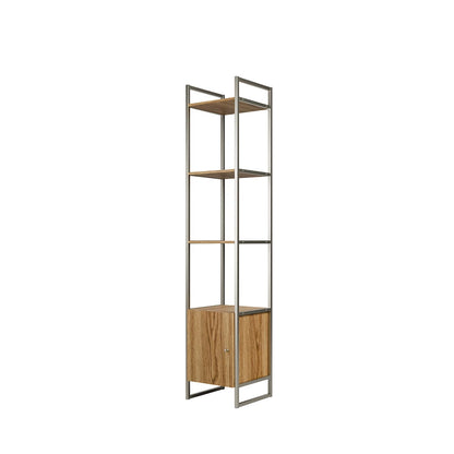 Estante com 3 Prateleiras 1 Porta MDF com Aço Voss 40 cm - Freijó c/ Champanhe