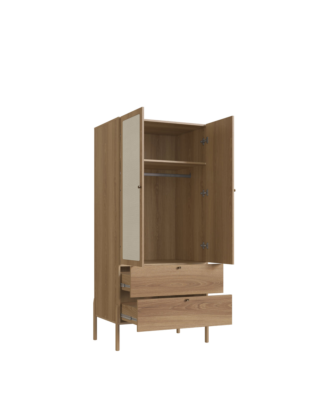 Guarda Roupas 2 Portas 2 Gavetas Palhinha Urdi 80 cm - Mel