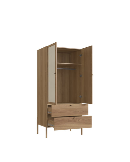 Guarda Roupas 2 Portas 2 Gavetas Palhinha Urdi 80 cm - Mel