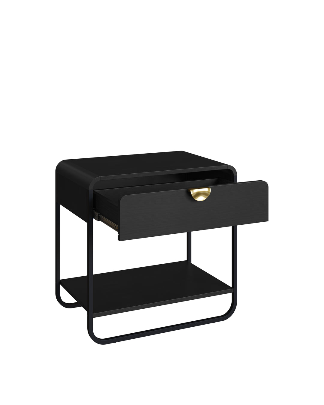 Mesa de Cabeceira com 1 Gaveta Dunna 60 cm - Preto c/ Dourado