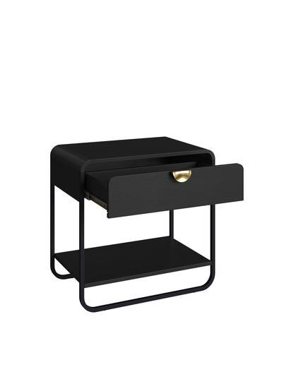 Mesa de Cabeceira com 1 Gaveta Dunna 60 cm - Preto c/ Dourado