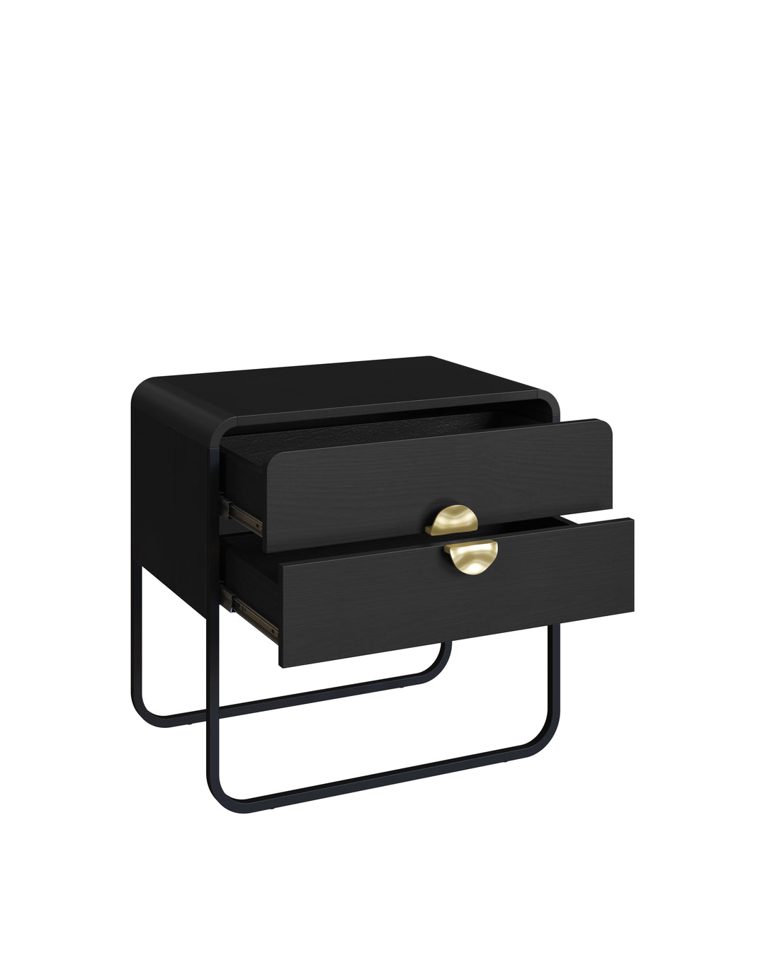 Mesa de Cabeceira com 2 Gavetas Dunna 60 cm - Preto c/ Dourado