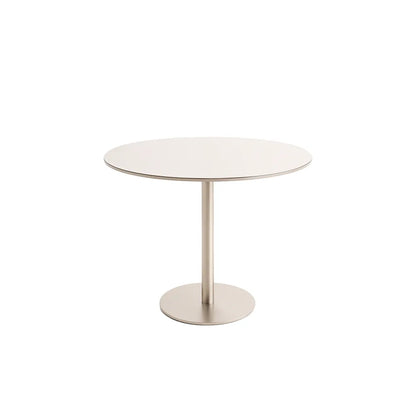 Mesa de Jantar Redonda com Vidro para 4 Lugares Cloe 108 cm - Champanhe c/ Off White Fosco
