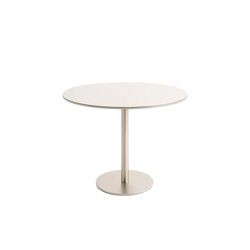 Conjunto de Jantar Mesa Redonda com Vidro Cloe 4 Cadeiras Beverly Champanhe c/ Linho Mescla Cru