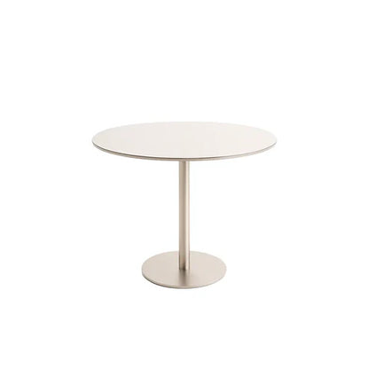 Conjunto de Jantar Mesa Redonda com Vidro Cloe 4 Cadeiras Beverly Champanhe c/ Linho Mescla Cru