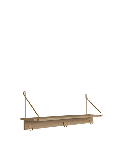 Prateleira Decorativa Multiuso com Ganchos Dunna 90 cm - Mel c/ Dourado