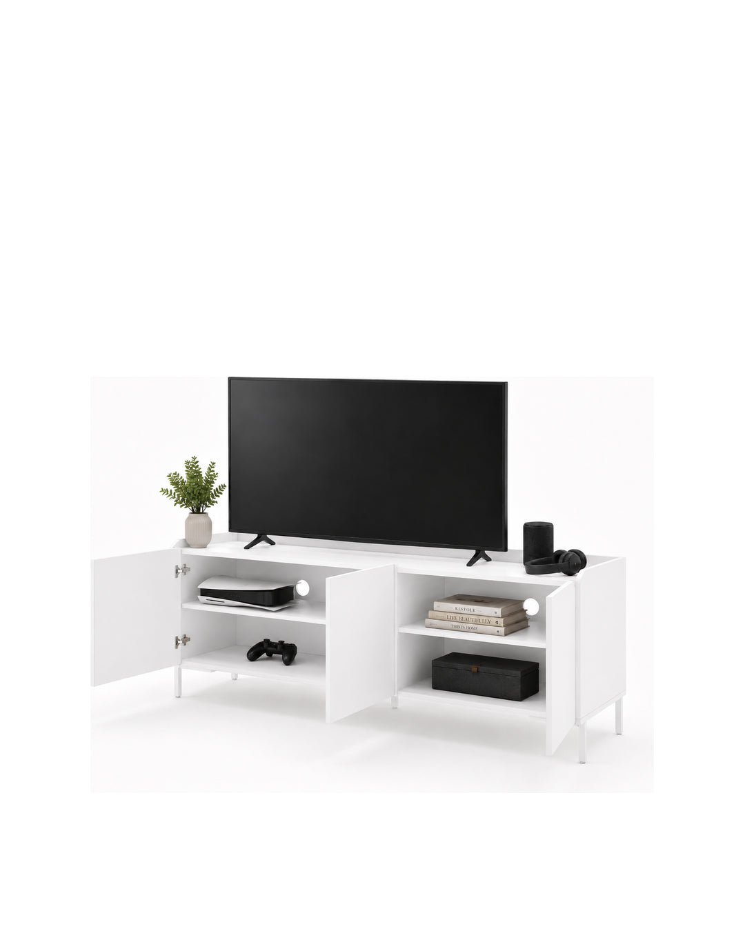 Rack para TV até 55" 03 Portas 2 Prateleiras Elo 135 cm - Branco