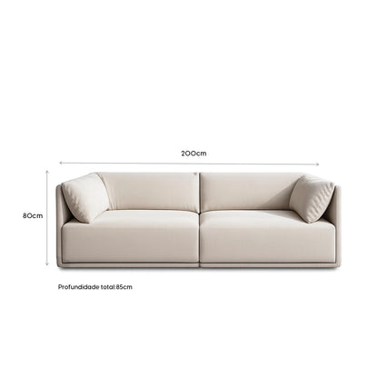 Sofá 3 Lugares Dali 200 cm - Linho Texturizado Bege