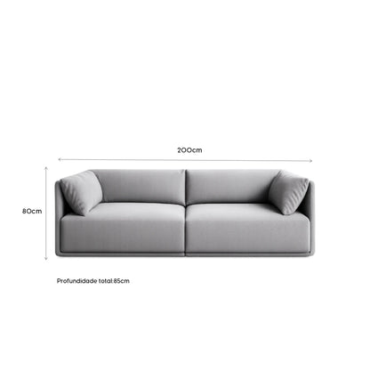 Sofá 3 Lugares Dali 200 cm - Linho Texturizado Cinza