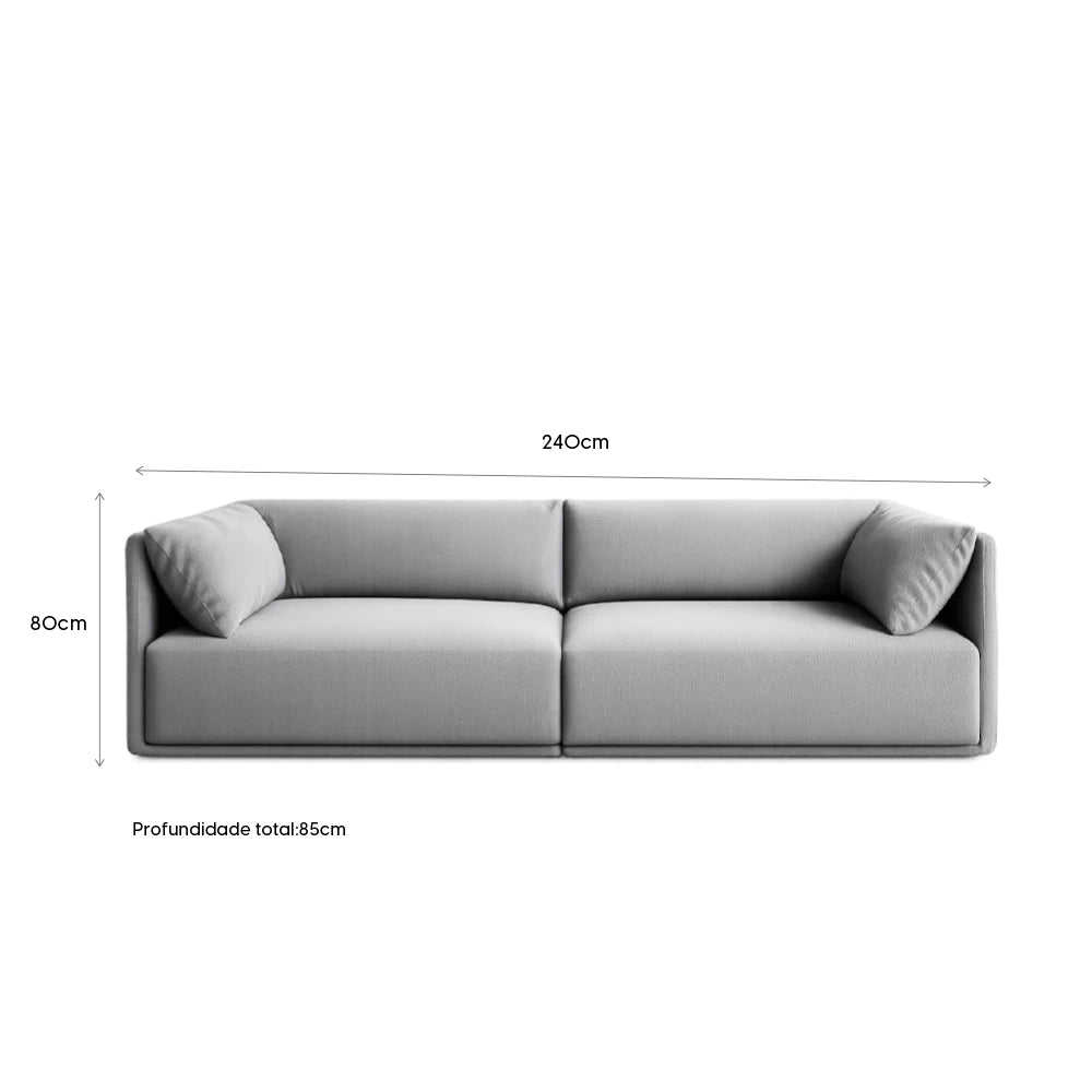 Sofá 6 Lugares Dali 240 cm - Linho Texturizado Cinza