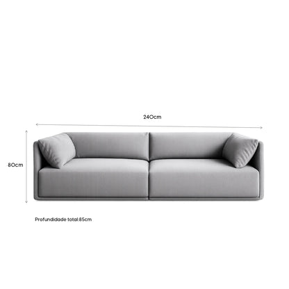 Sofá 6 Lugares Dali 240 cm - Linho Texturizado Cinza