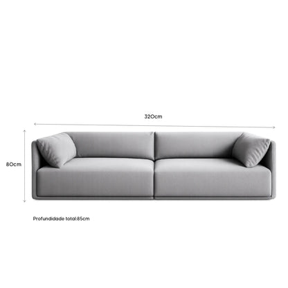 Sofá 6 Lugares Dali 320 cm - Linho Texturizado Cinza