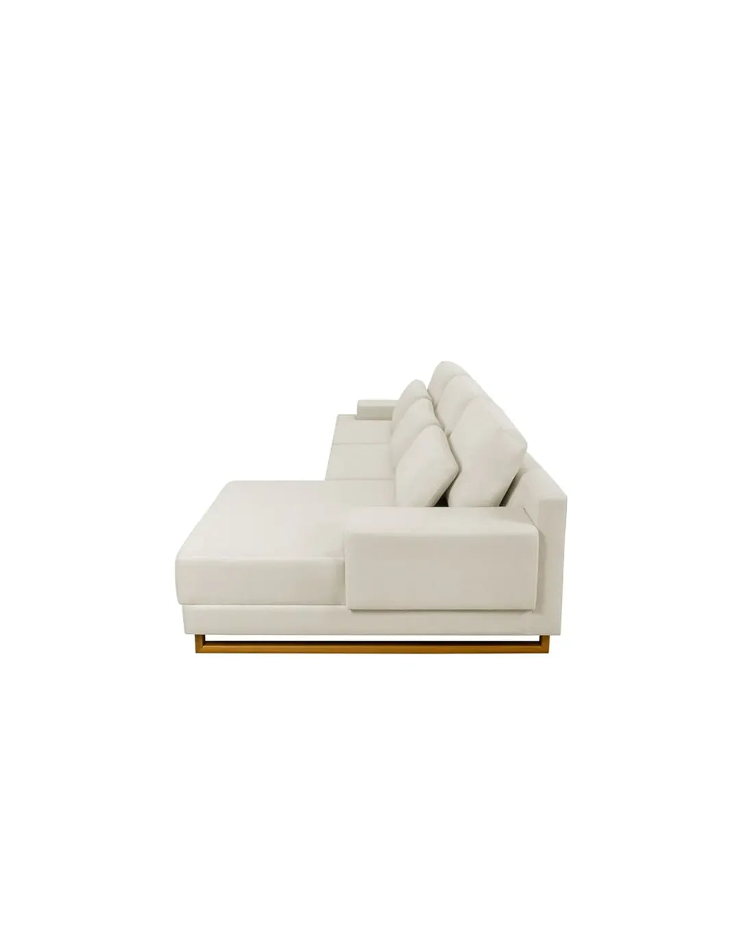 Sofá 3 Lugares com Chaise Lado Direito Mônaco 240 cm - Linho Texturizado Bege c/ Natural