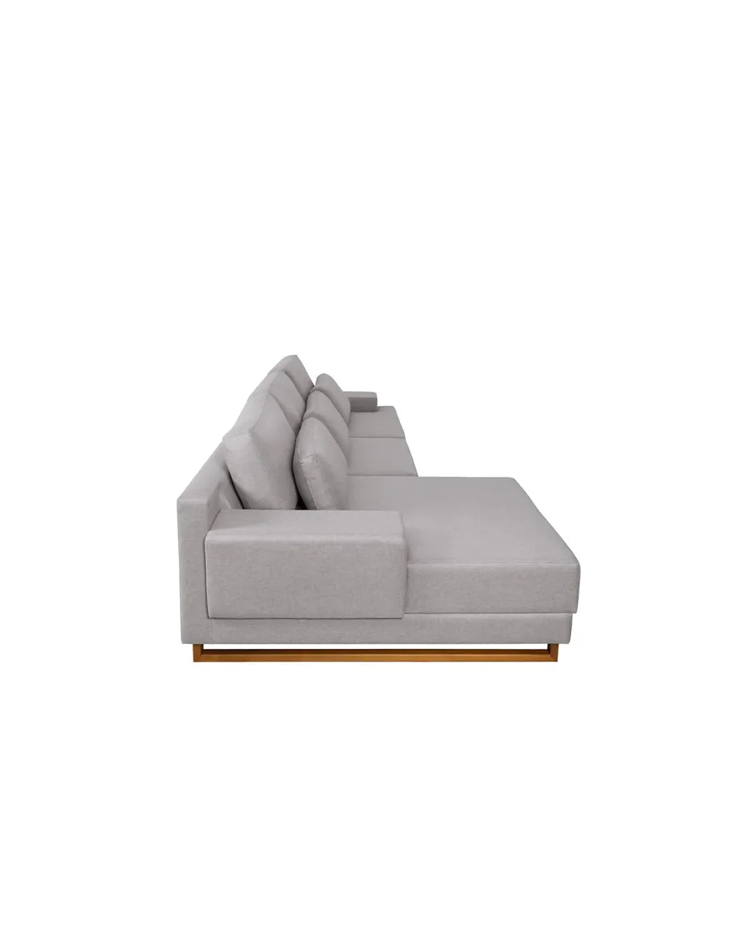 Sofá 3 Lugares com Chaise Lado Esquerdo Mônaco 240 cm - Linho Texturizado Cinza c/ Natural