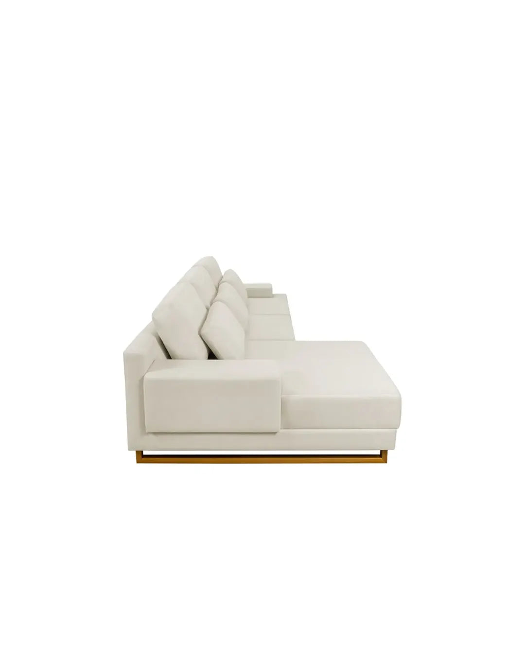 Sofá 3 Lugares com Chaise Lado Esquerdo Mônaco 270 cm - Linho Texturizado Bege c/ Natural