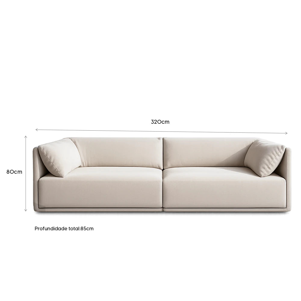 Sofá 6 Lugares Dali 320 cm - Linho Texturizado Bege