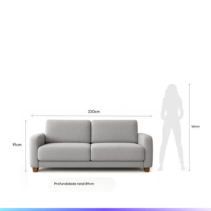Sofá 4 Lugares Capri 230cm - Linho Texturizado Cinza c/ Natural