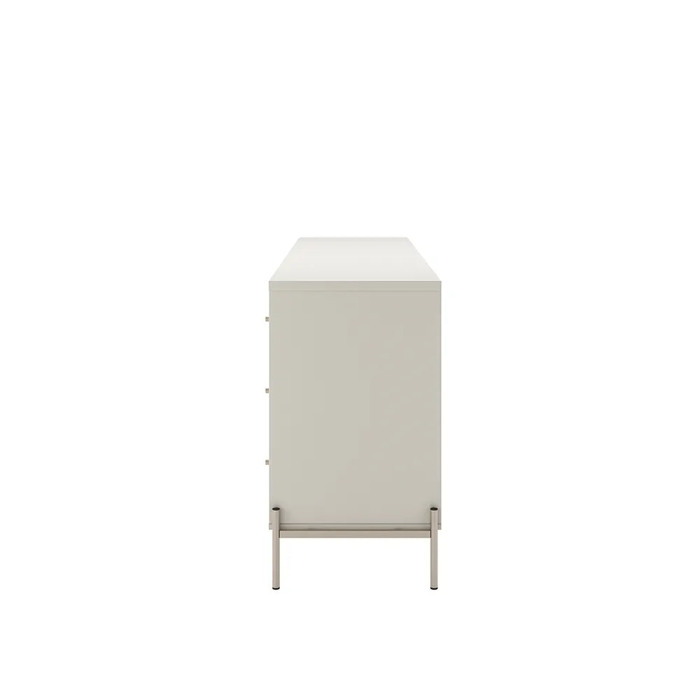 Cômoda 6 Gavetas Jasper 182 cm - Off White Fosco c/ Champanhe Cômoda 6 Gavetas Jasper 182 cm - Off White Fosco c/ Champanhe