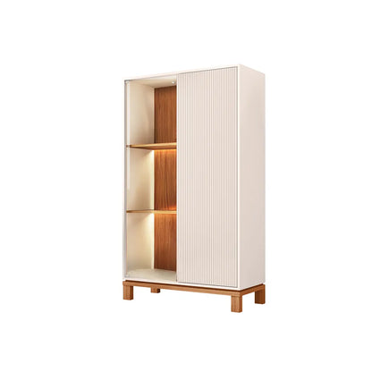 Cristaleira 2 Portas com Vidro e LED Capri 90 cm - Off White c/ Natural