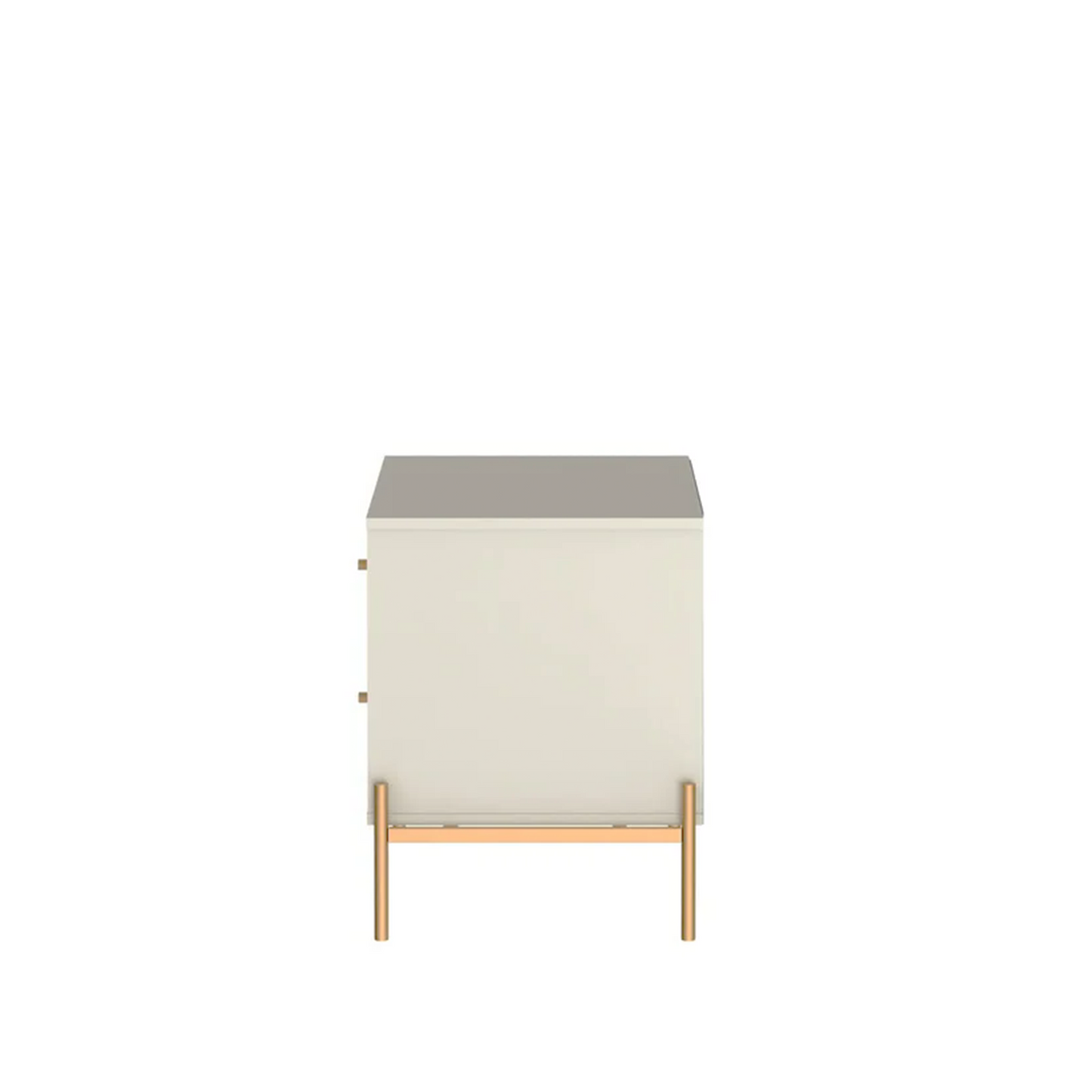 Mesa de Cabeceira 2 Gavetas Jasper 64 cm - Off White Fosco c/ Dourado