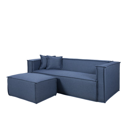 Sofá 3 Lugares Freddo 205 cm - Linho Texturizado Azul