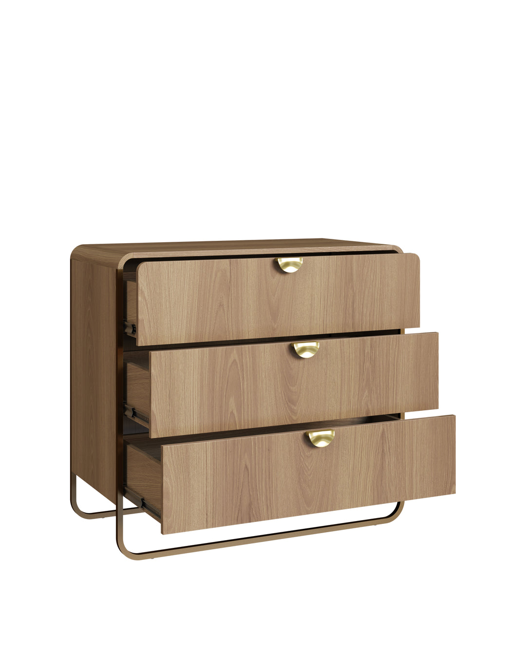 Cômoda com 3 Gavetas Dunna 90 cm - Mel c/ Dourado
