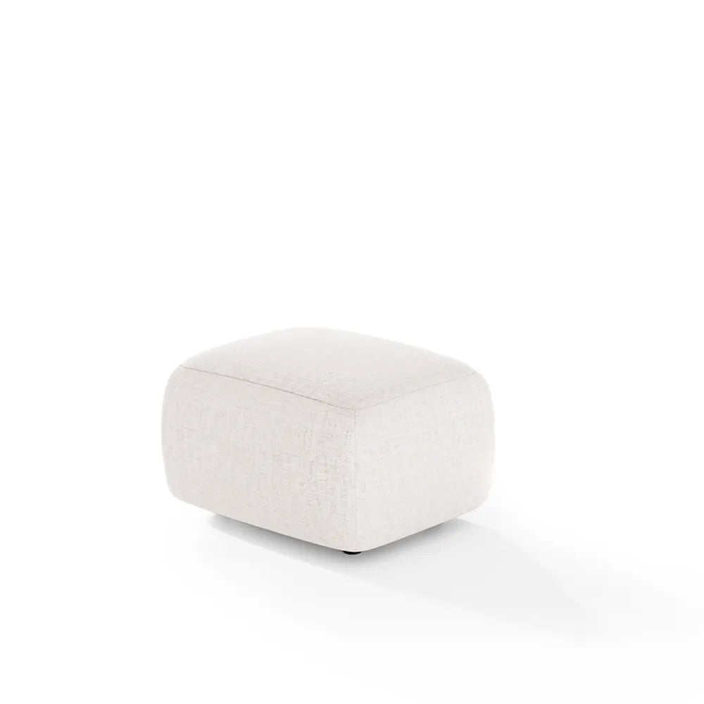 Conjunto Poltrona Giratória e Puff Estofados Aurora - Linho Texturizado Off White