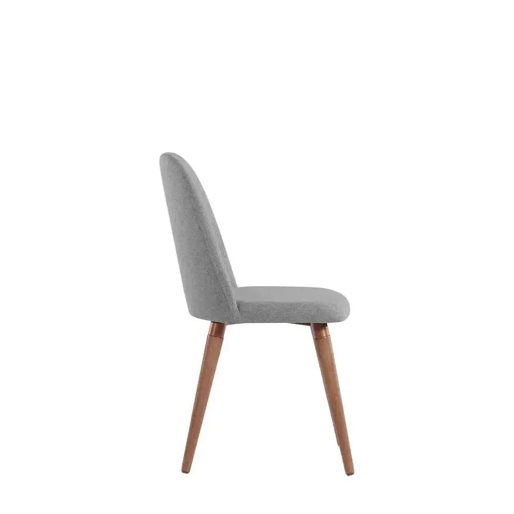 Conjunto com 8 Cadeiras de Madeira Maciça Estofada New Drop - Natural c/ Linho Cinza – Cobre