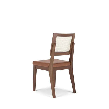 Conjunto de 4 Cadeiras de Madeira Maciça Estofada com Palhinha Saga - Natural c/ PU Caramelo