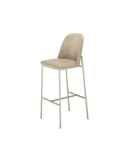 Banqueta Alta de Aço Estofada Lucille - Champanhe c/ PU Off White